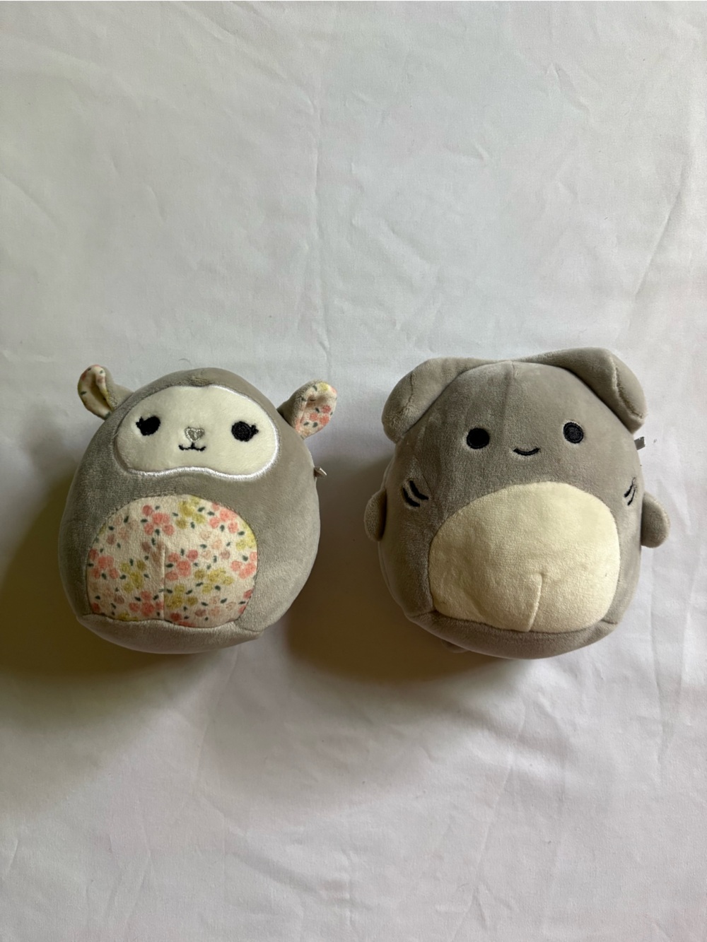 Squishmallows Gray and Cream Plush Pair